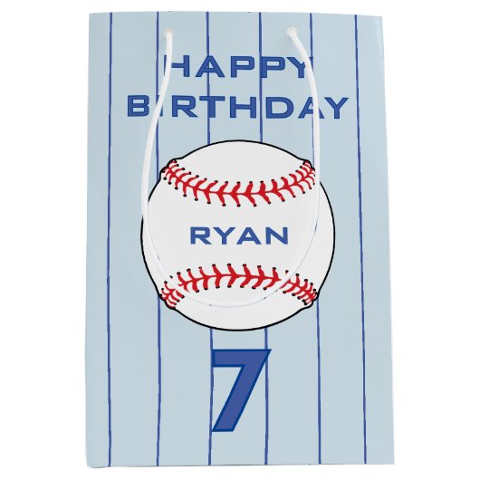Personalisierter Baseball-Ball-Kindergeburtstag Mittlere Geschenktüte (Vorderseite)