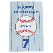 Personalisierter Baseball-Ball-Kindergeburtstag Mittlere Geschenktüte (Rückseite)