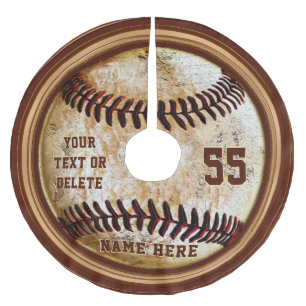 Personalisierter Baseball-Baumskirt, Vintage-Look Polyester Weihnachtsbaumdecke