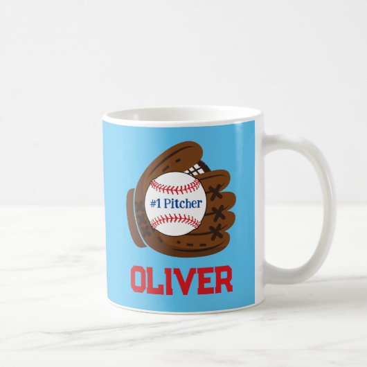 Personalisierter Baseball des Pitcher Boy Kaffeetasse (Rechts)