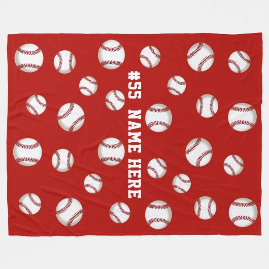 Personalisierter Baseball Fleece Blanket TEXT, FAR (Vorderseite (Horizontal))