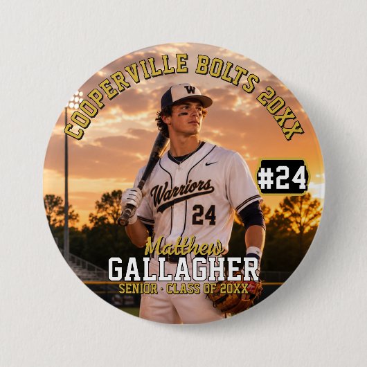 Personalisierter Baseball-Foto-Button Button (Vorderseite)