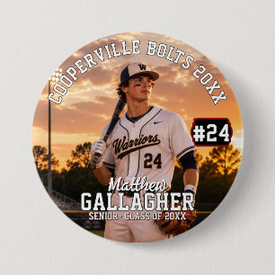 Personalisierter Baseball-Foto-Button Button