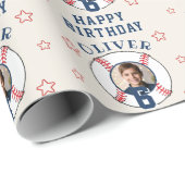 Personalisierter Baseball-Geburtstagsfoto Geschenkpapier (Rolleneckpunkt)