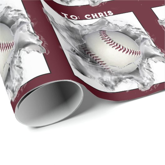 Personalisierter Baseball Geschenkpapier (Rolleneckpunkt)