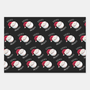 Personalisierter Baseball-Glückwunsch Weihnachtsf Geschenkpapier Set