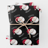 Personalisierter Baseball-Glückwunsch Weihnachtsfe Geschenkpapier Set (Beispiel)