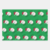 Personalisierter Baseball-Glückwunsch Weihnachtsfe Geschenkpapier Set (Vorderseite 3)
