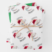 Personalisierter Baseball-Glückwunsch Weihnachtsfe Geschenkpapier Set (Beispiel)