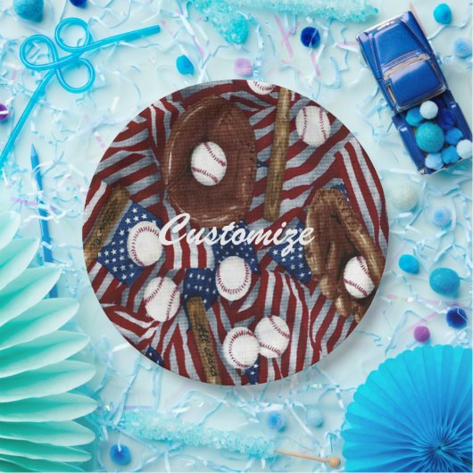 Personalisierter Baseball in den USA Pappteller (Party)