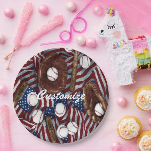 Personalisierter Baseball in den USA Pappteller (Party)