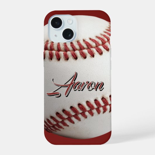 Personalisierter Baseball iPhone 15 Hülle (Rückseite)