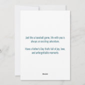 Personalisierter Baseball Legend Vater Vatertag Feiertagskarte (Rückseite)