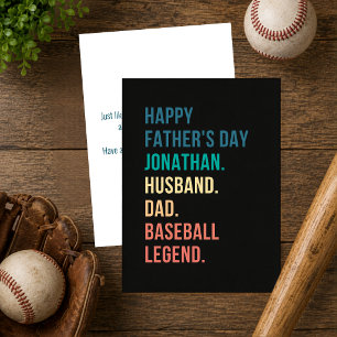 Personalisierter Baseball Legend Vater Vatertag Feiertagskarte