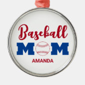 Personalisierter Baseball Mama Individuelle Name W Ornament Aus Metall (Vorne)