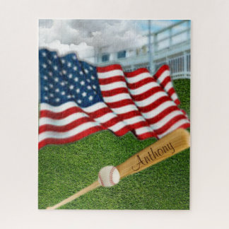 Personalisierter Baseball mit amerikanischer Flagg Puzzle