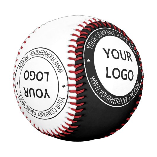 Personalisierter Baseball mit Firmenlogo und Text (Schrägansicht)