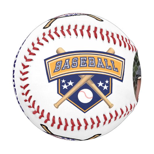 Personalisierter Baseball mit Foto - Dunkelblau (Vorderseite Links)