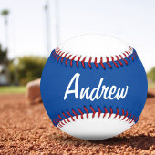 Personalisierter Baseball mit Name Blau und Weiß