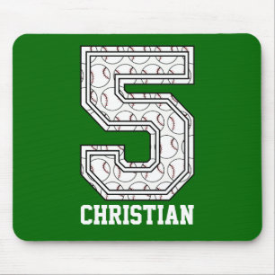 Personalisierter Baseball Nr. 5 Mousepad