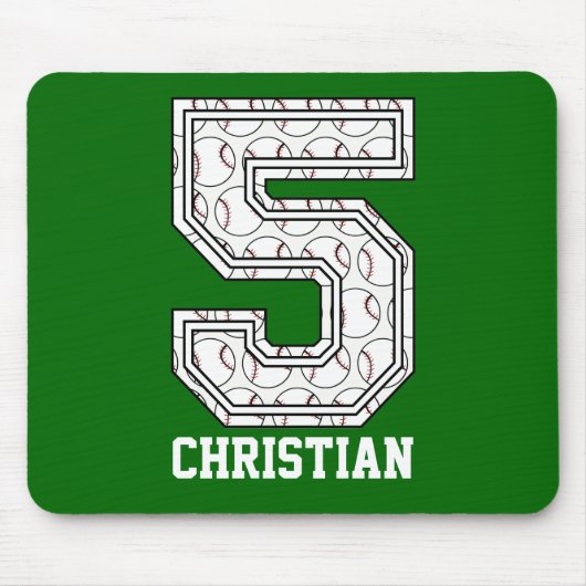 Personalisierter Baseball Nr. 5 Mousepad (Vorne)