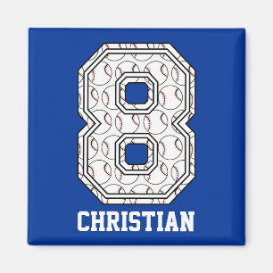 Personalisierter Baseball Nr. 8 Magnet