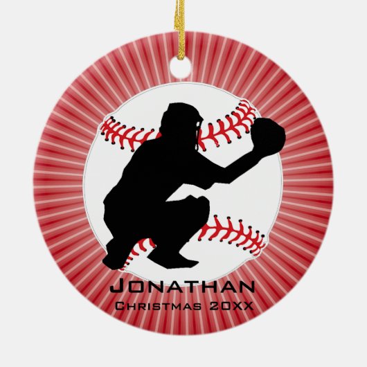 Personalisierter Baseball-Ornament Keramik Ornament (Hinten)