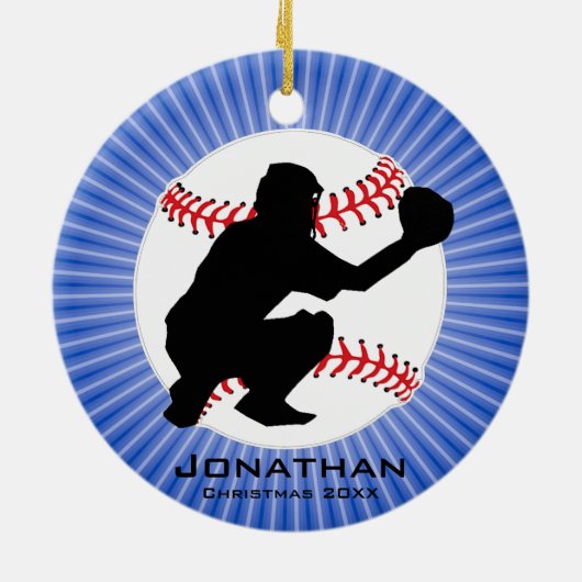 Personalisierter Baseball-Ornament Keramik Ornament (Hinten)