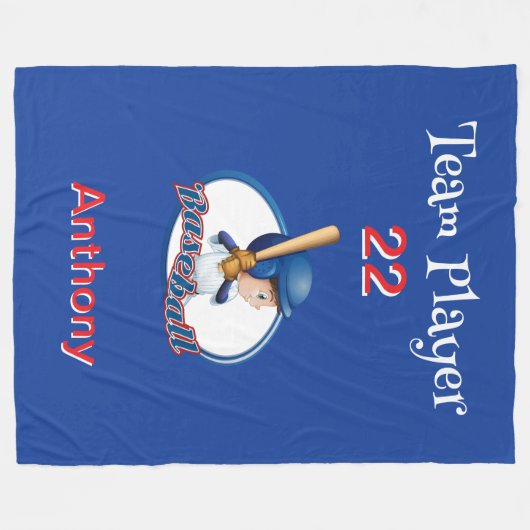 Personalisierter Baseball-Player Fleecedecke (Vorderseite (Horizontal))