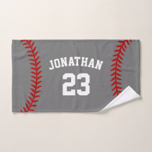 Personalisierter Baseball-Player-Name Grau Handtuch