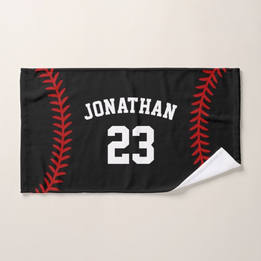 Personalisierter Baseball-Player-Name Schwarz Handtuch (Handtuch)