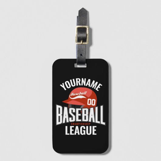 Personalisierter Baseball-Player-NAME-Team-Champ-C Gepäckanhänger (Vorderseite Vertikal)