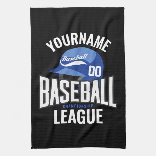 Personalisierter Baseball-Player-NAME-Team-Champ-C Geschirrtuch (Vertikal)