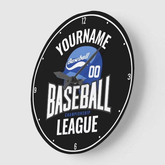 Personalisierter Baseball-Player-NAME-Team-Champ-C Große Wanduhr (Winkel)