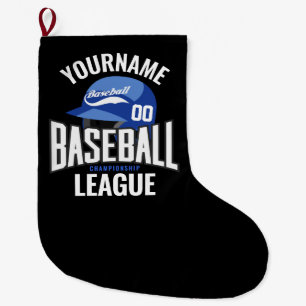 Personalisierter Baseball-Player-NAME-Team-Champ-C Großer Weihnachtsstrumpf
