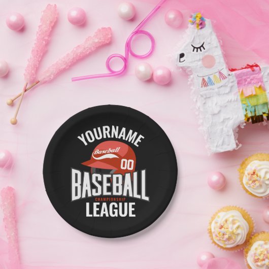 Personalisierter Baseball-Player-NAME-Team-Champ-C Pappteller (Party)