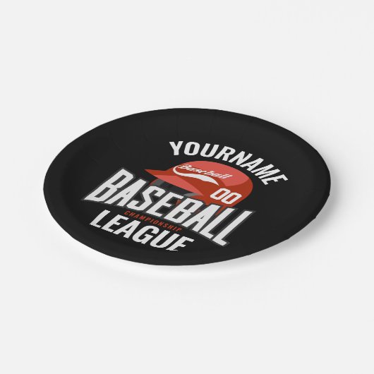 Personalisierter Baseball-Player-NAME-Team-Champ-C Pappteller (Schrägansicht)