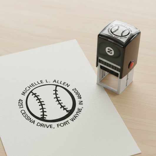 Personalisierter Baseball-Rundum-Rücksendeadressst Permastempel