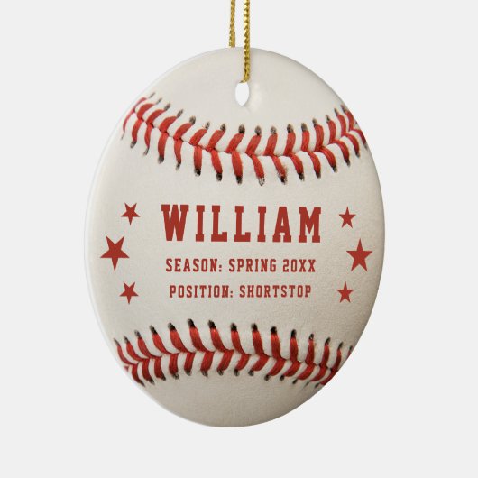 Personalisierter Baseball-Spielername Kinder Weihn Keramik Ornament (Rechts)