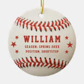 Personalisierter Baseball-Spielername Kinder Weihn Keramik Ornament (Vorne)