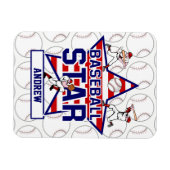 Personalisierter Baseball-Star und Streifen Magnet (Horizontal)