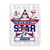 Personalisierter Baseball-Star und Streifen Magnet (Vertikal)