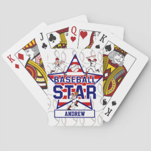 Personalisierter Baseball-Star und Streifen Spielkarten