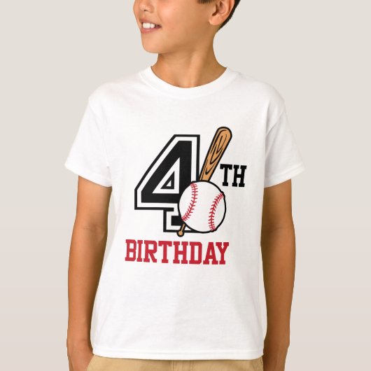 Personalisierter Baseball-T - Shirt 4. Geburtstag (Vorderseite)