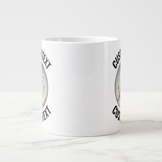 Personalisierter Baseball-Text benutzerdefiniert g Jumbo-Tasse (Vorderseite)