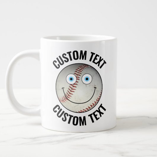 Personalisierter Baseball-Text benutzerdefiniert g Jumbo-Tasse (Links)