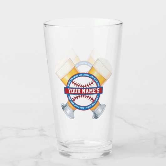 Personalisierter Baseball und Bier Glas (Rückseite)