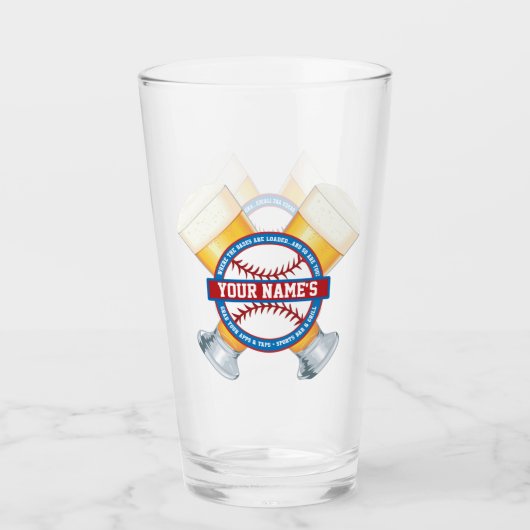 Personalisierter Baseball und Bier Glas (Vorderseite)
