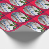 Personalisierter Baseball-Weihnachtsfest Geschenkpapier (Ecke)