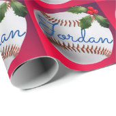 Personalisierter Baseball-Weihnachtsfest Geschenkpapier (Rolleneckpunkt)